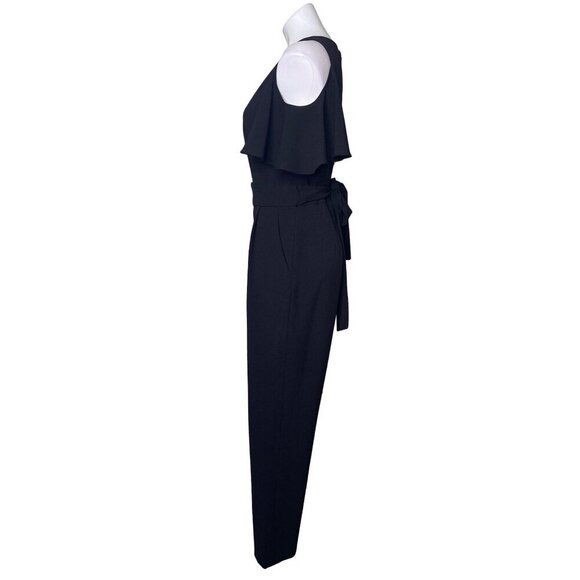 Eliza J Black Cold Shoulder Jumpsuit, Short Flutter Sleeves Women's Size 8 - Picture 6 of 9